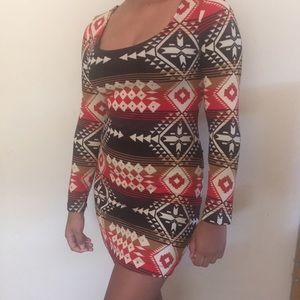 Southwestern Print Sweater Dress